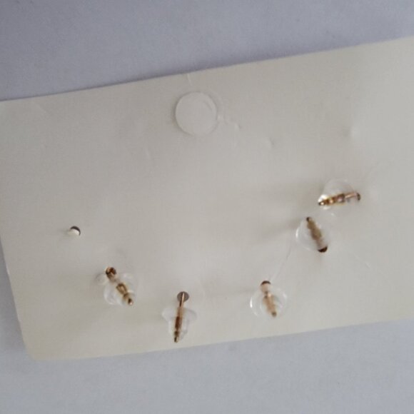 5PK Gold & Rhinestone Post Stud Earrings - Picture 3 of 3